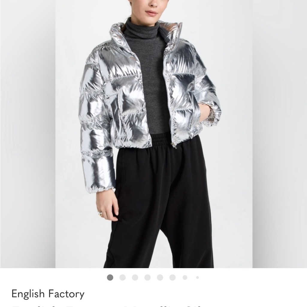 English Factory Metallic Silver Puffer Jacket